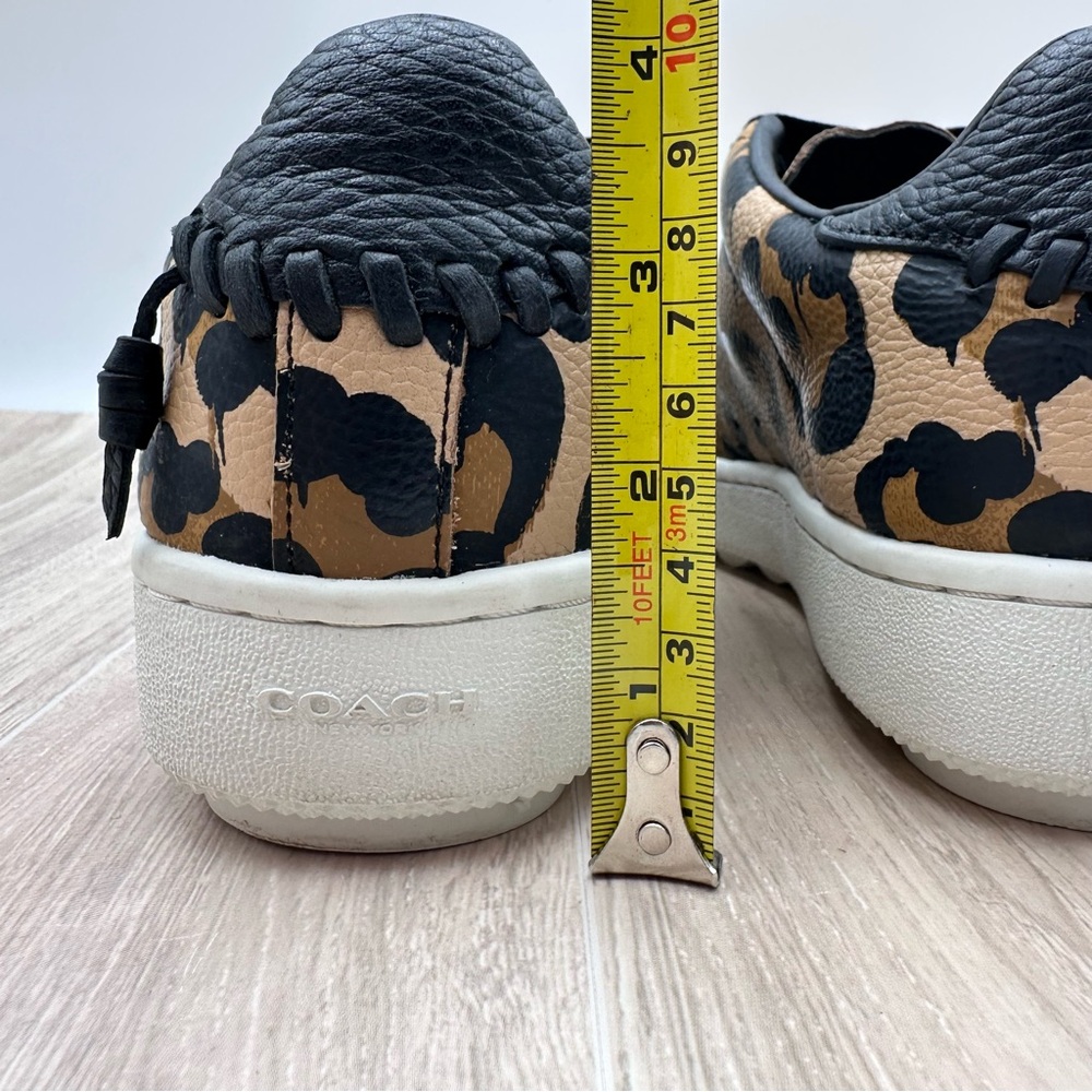 COACH Pebble Leather Wild Beast Print Black Lace Up Low Top Sneakers 8.5 B - Picture 16 of 16